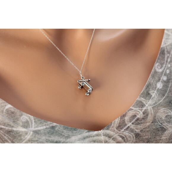 Sterling Silver Wagon Charm Necklace - Picture 5 of 5
